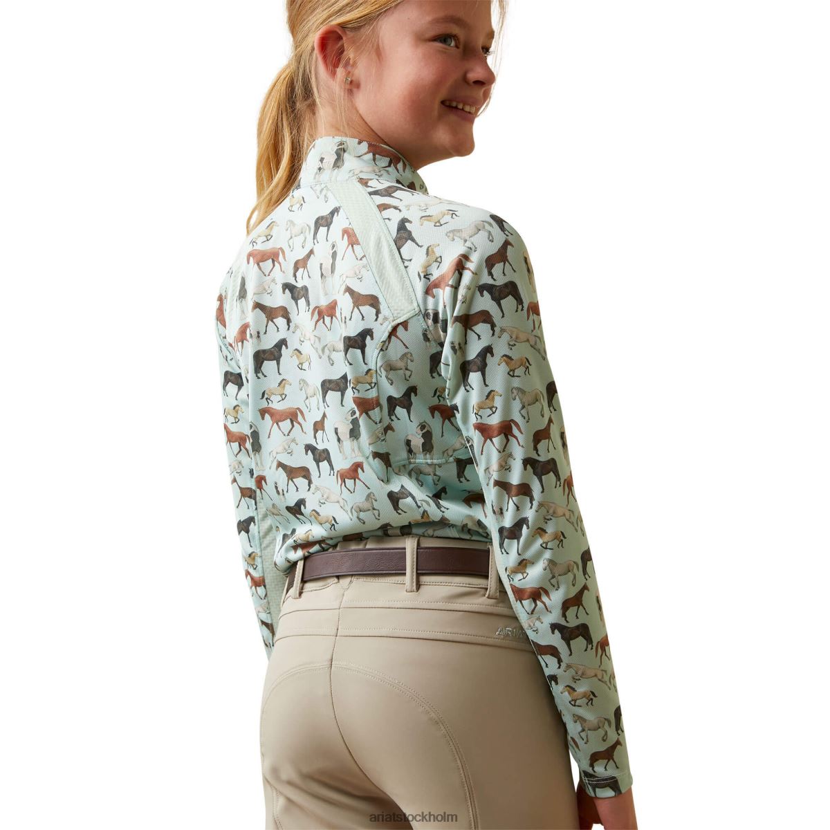 Kläder Ariat sunstopper 2.0 1/4 dragkedja baslager aqua herd tryck barn F04844023