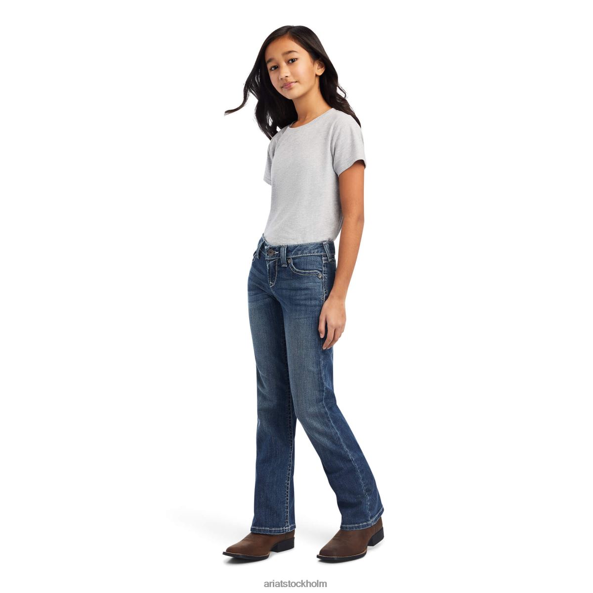 Kläder Ariat verklig. raquel boot cut jean kyligt blått barn F04843991
