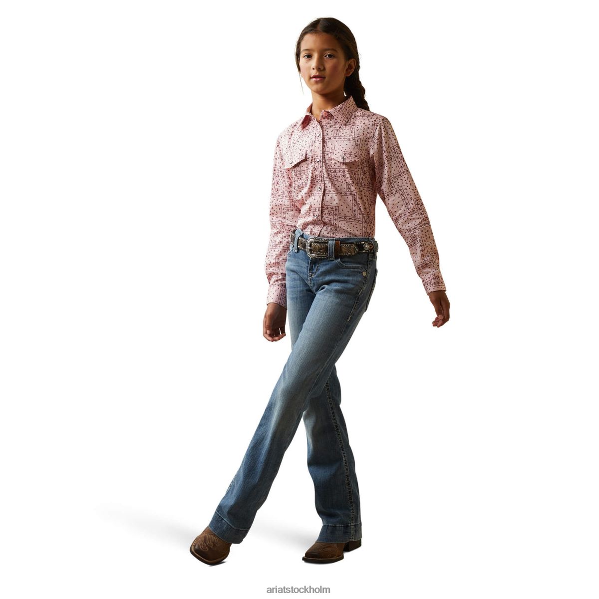 Kläder Ariat paisley skjorta korallrouge paisleytryck barn F04844081