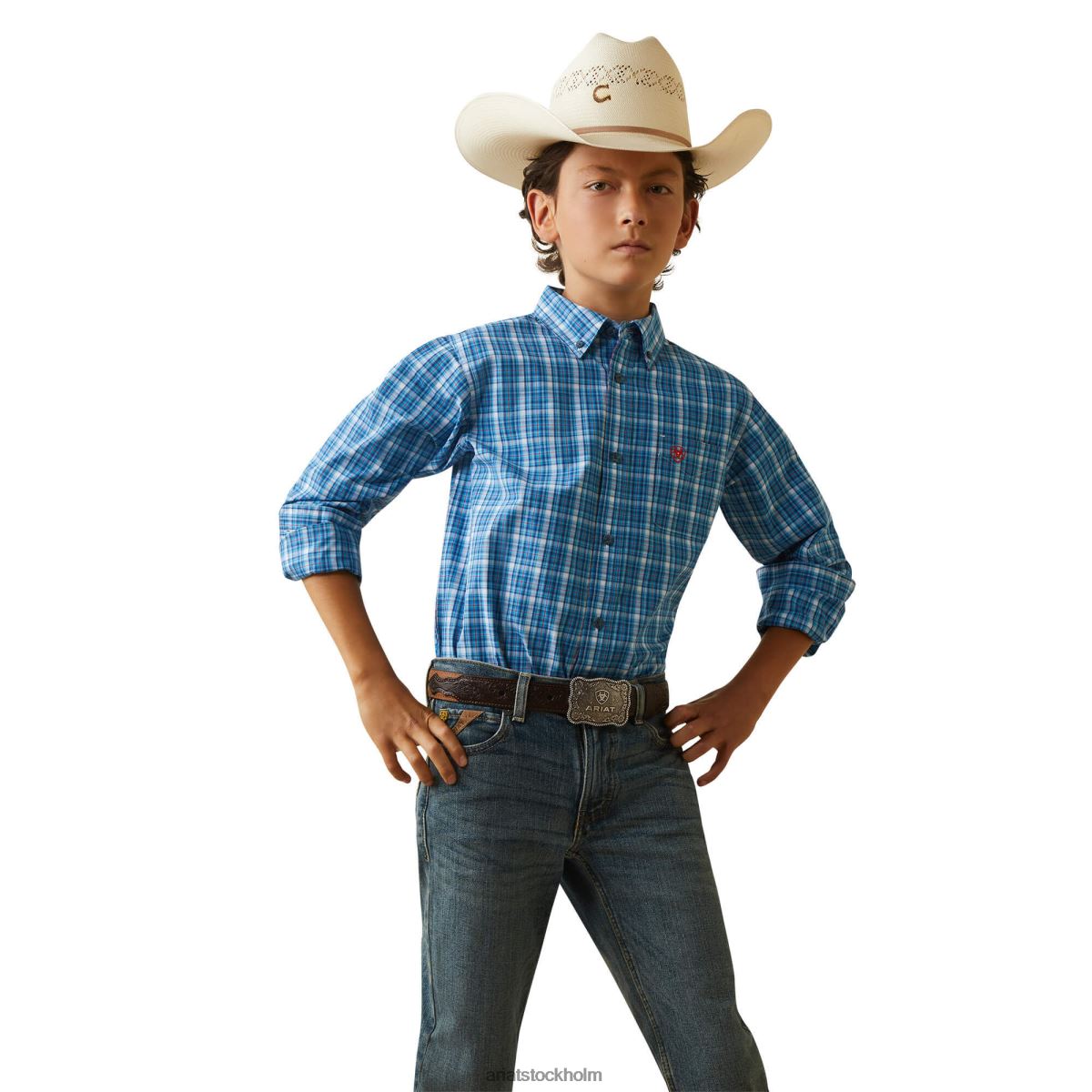 Kläder Ariat pro-serien leyton skjorta med klassisk passform ljusblå barn F04844085