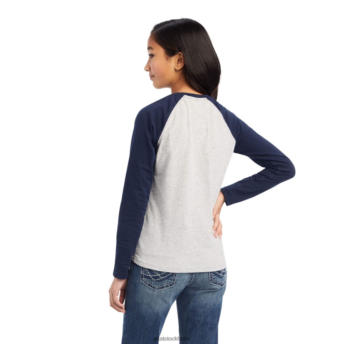 Kläder Ariat riktig bondskjorta gråmelerad/marin förmörkelse barn F04844048