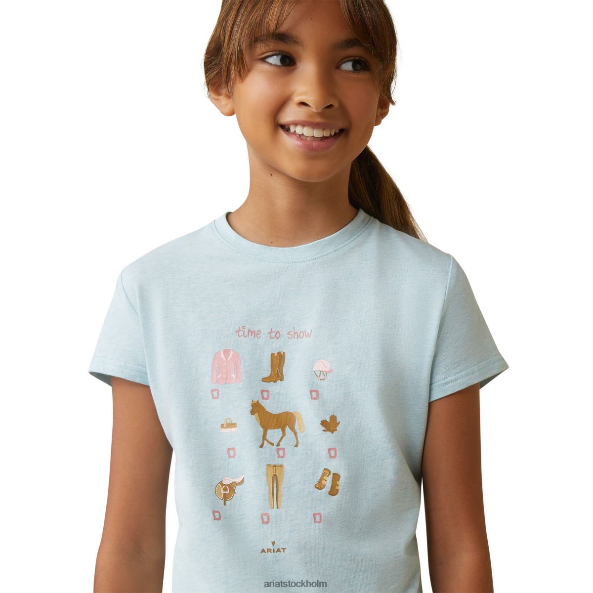 Kläder Ariat dags att visa t-shirt ljung mosaik blå barn F04844022