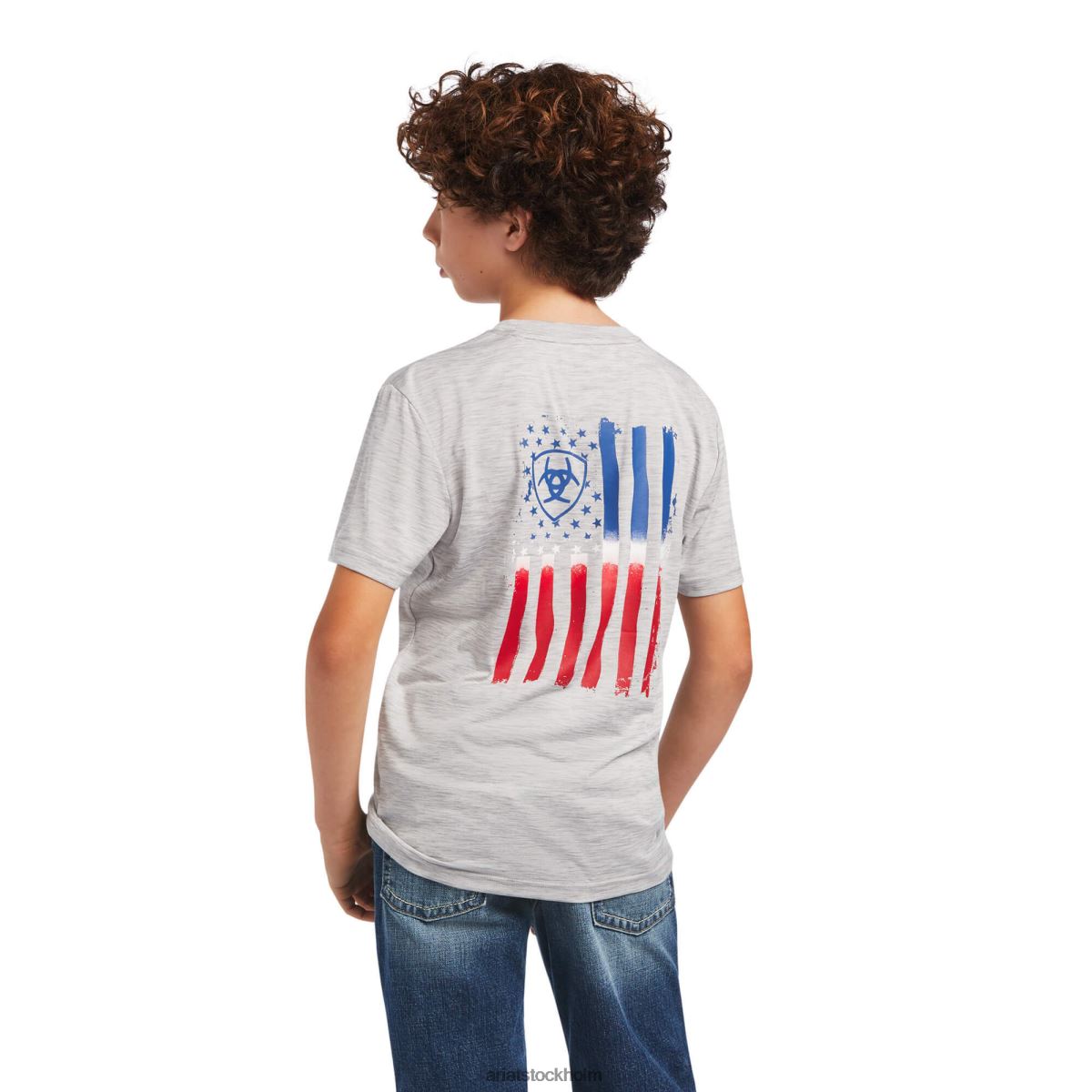 Kläder Ariat laddare patriotisk t-shirt eko grått barn F04844002
