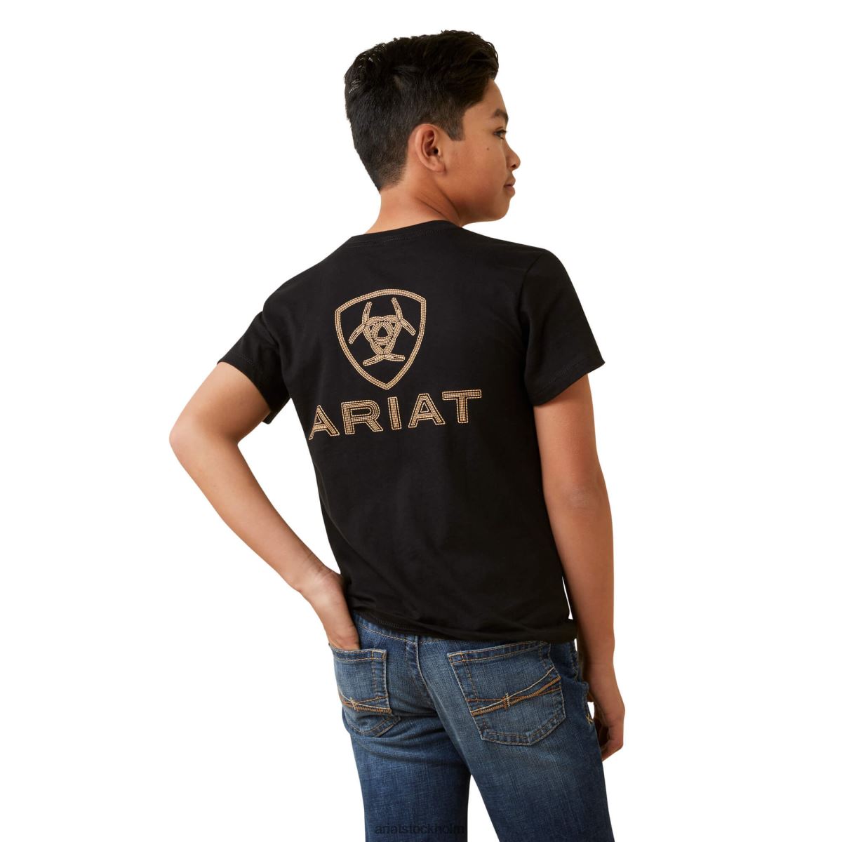 Kläder Ariat t-shirt med sköldsöm svart barn F04844004