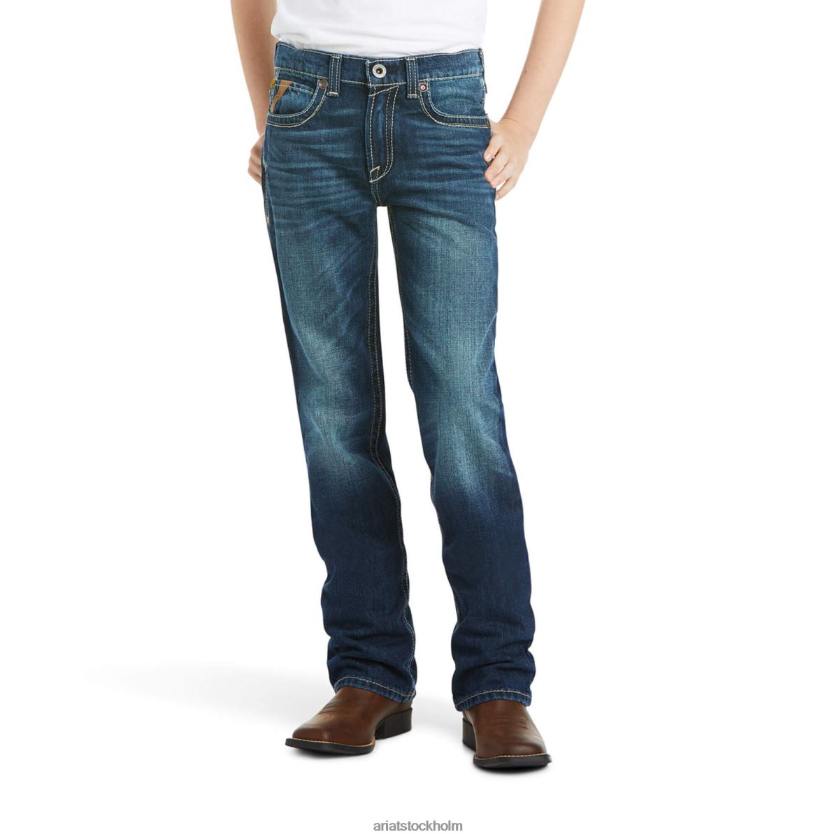 samlingar Ariat b5 slim boundary, stapelbar jeans med raka ben cyklon barn F04843975