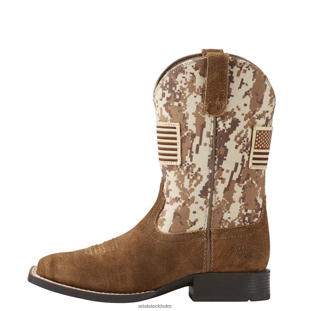 Skodon Ariat patriot western stövel antik mocka/sand camotryck barn F04843828