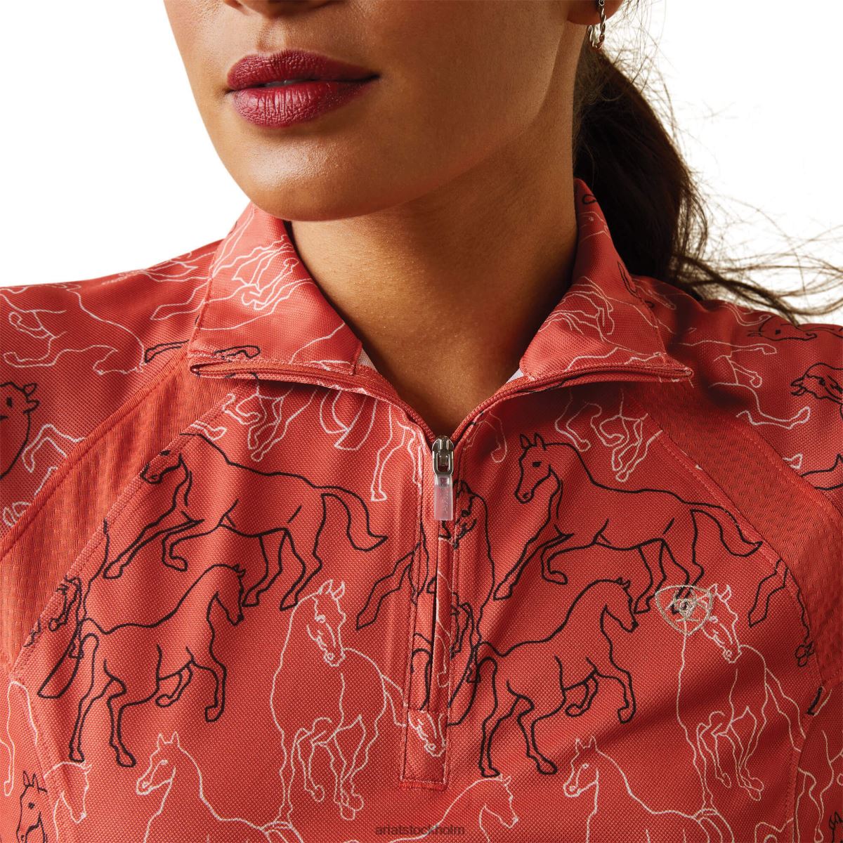 blast Ariat sunstopper 2.0 1/4 dragkedja baslager bränd sienna spegeltryck kvinnor F04842829