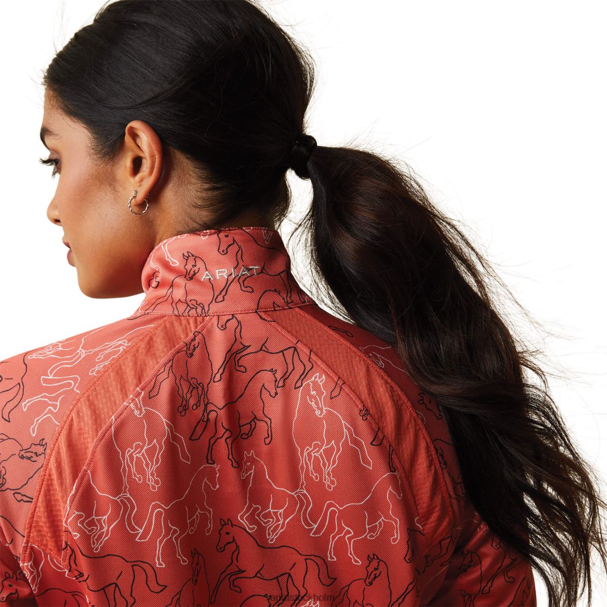 blast Ariat sunstopper 2.0 1/4 dragkedja baslager bränd sienna spegeltryck kvinnor F04842829