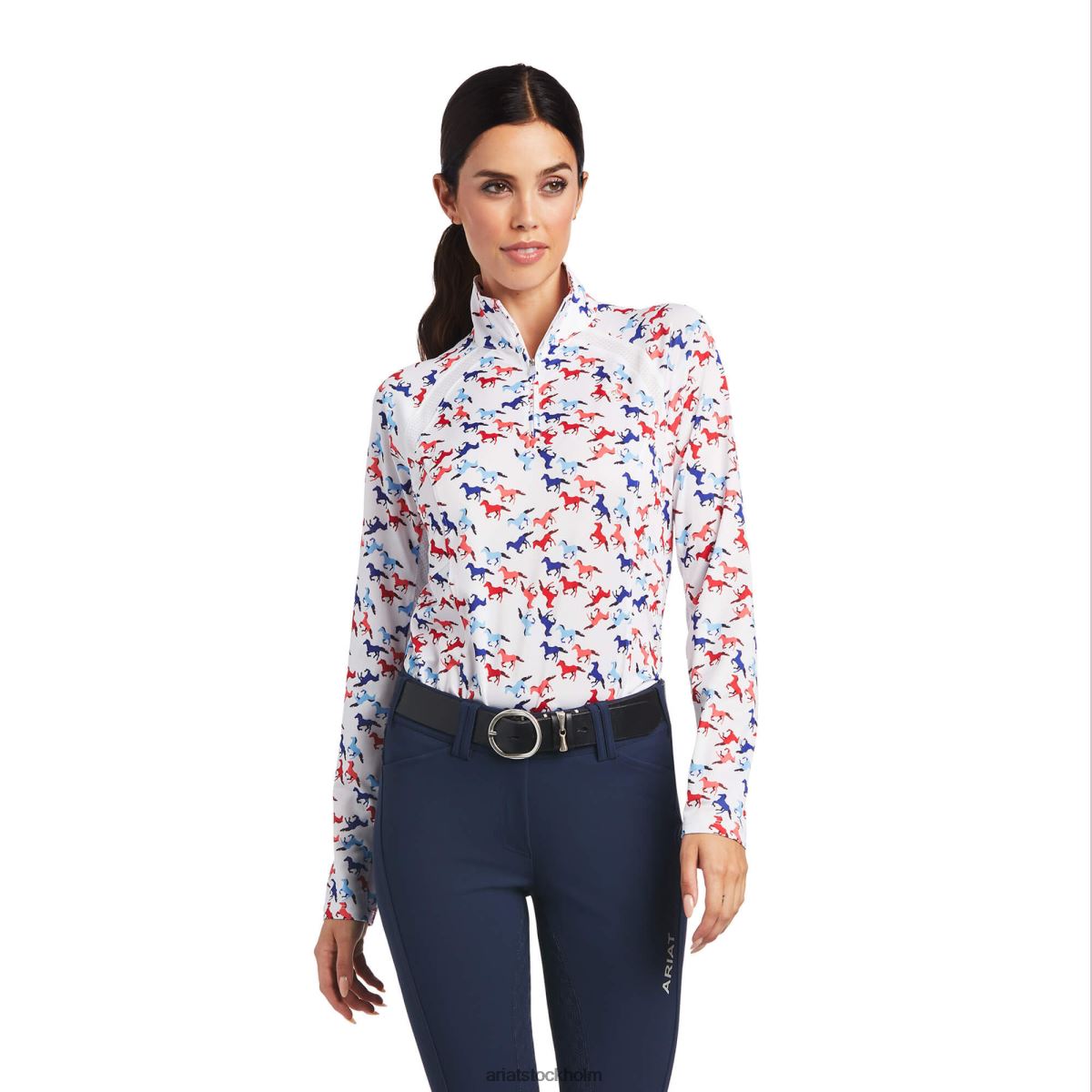 blast Ariat sunstopper 2.0 1/4 dragkedja baslager galopptryck kvinnor F04842866