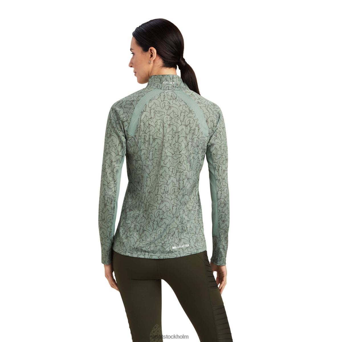 blast Ariat sunstopper 2.0 1/4 dragkedja baslager häck grön doodle häst kvinnor F04842849