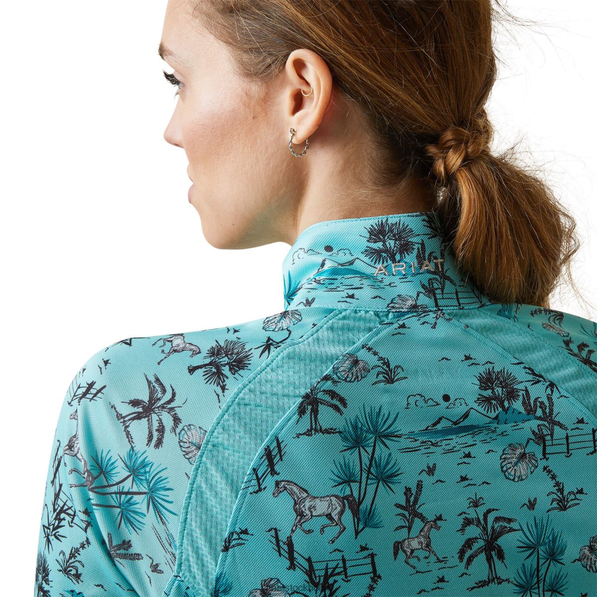 blast Ariat sunstopper 2.0 1/4 dragkedja baslager pool blå oasis tryck kvinnor F04842818