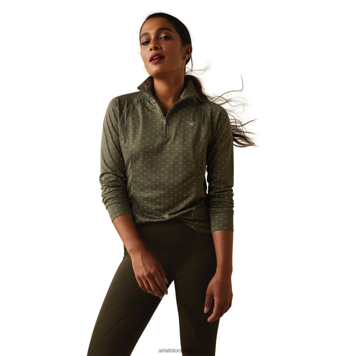 blast Ariat sunstopper 2.0 1/4 dragkedja baslager skalbagge prick kvinnor F04842819