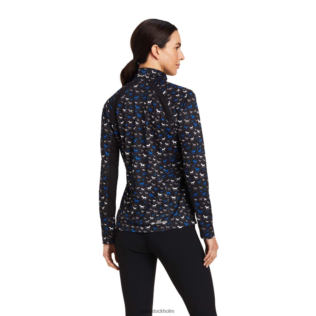 blast Ariat sunstopper 2.0 1/4 dragkedja baslager svart upptagen ponnytryck kvinnor F04843041