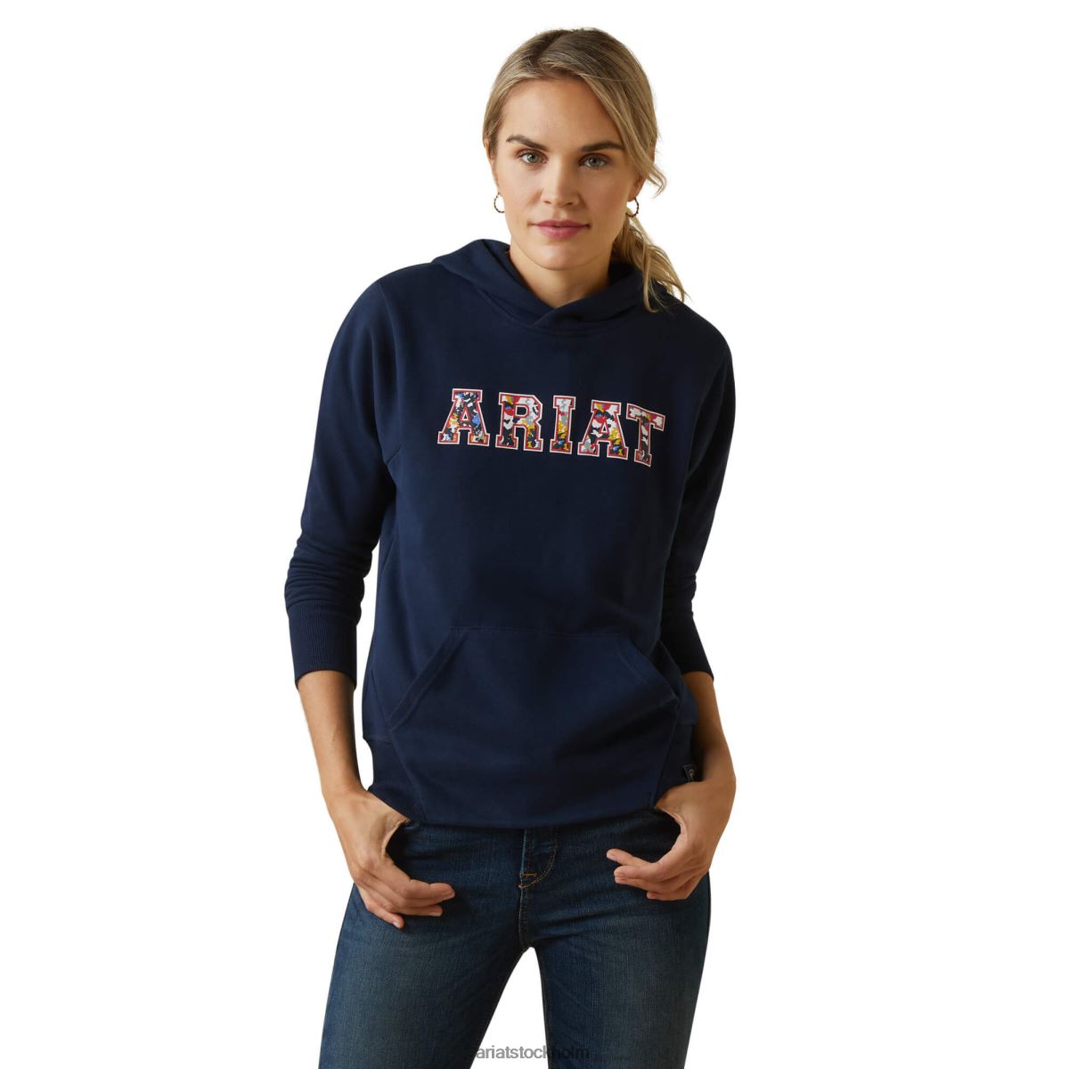 blast Ariat 3d logo 2.0 hoodie marin/röd kvinnor F04843375