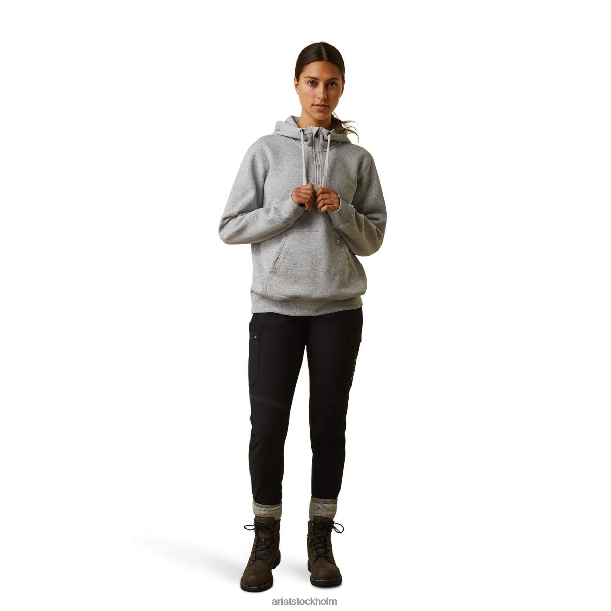 blast Ariat armeringsjärn färdighetsset 1/2 hoodie med dragkedja gråmelerad spacedye kvinnor F04843378