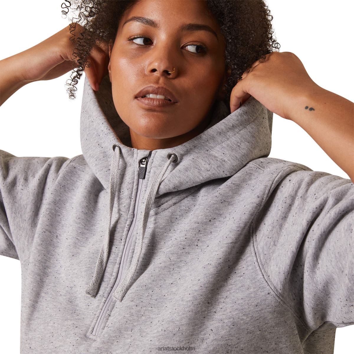 blast Ariat armeringsjärn färdighetsset 1/2 hoodie med dragkedja gråmelerad spacedye kvinnor F04843378