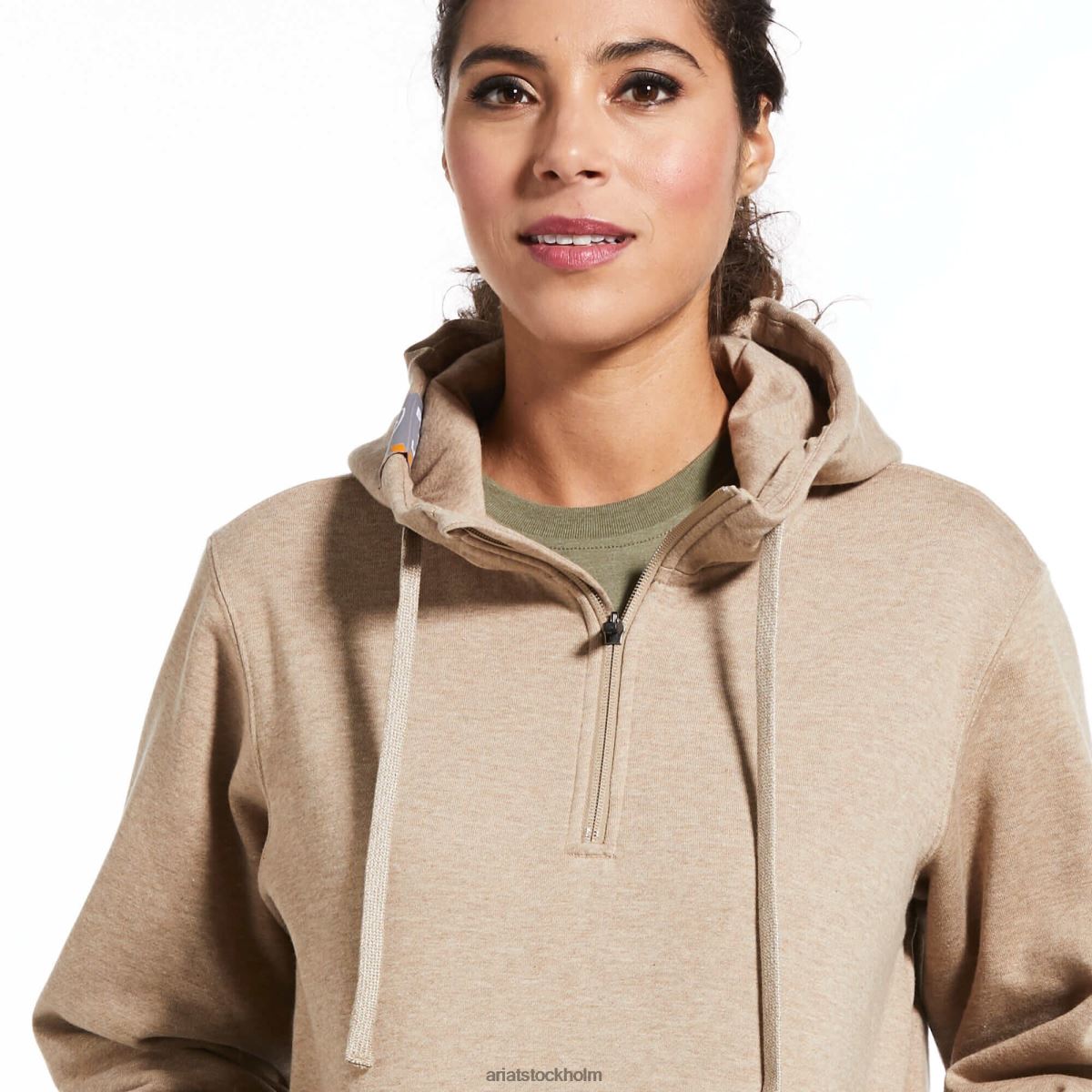 blast Ariat armeringsjärn färdighetsset 1/2 hoodie med dragkedja mörk havregrynsljung kvinnor F04843452