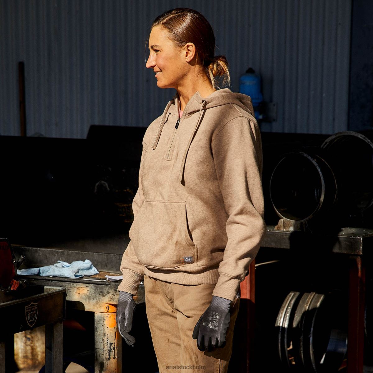 blast Ariat armeringsjärn färdighetsset 1/2 hoodie med dragkedja mörk havregrynsljung kvinnor F04843452