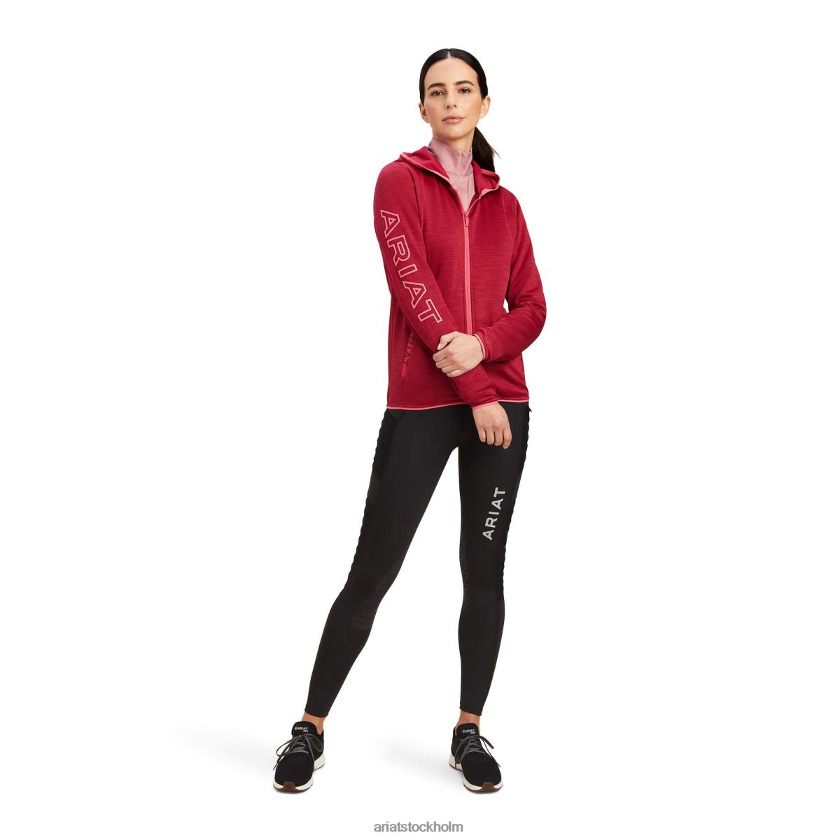 blast Ariat byron huvtröja med hel dragkedja röd knopp kvinnor F04843430