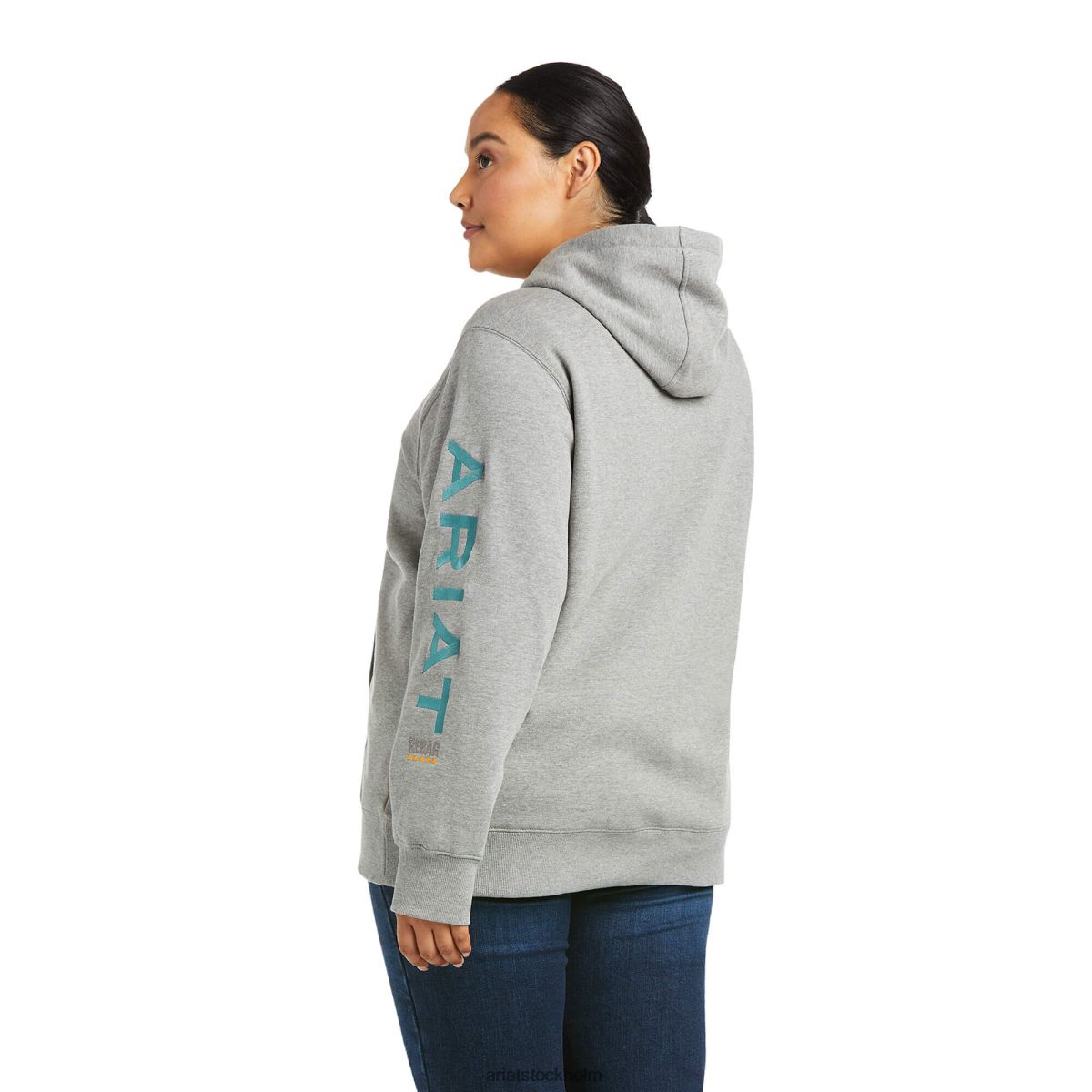 blast Ariat grafisk hoodie i armeringsjärn gråmelerad kvinnor F04843463