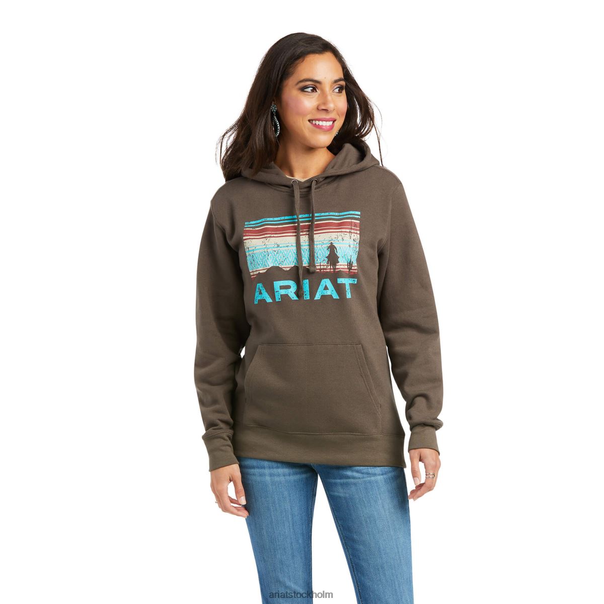blast Ariat hoodie med äkta armlogotyp banyan bark kvinnor F04843438