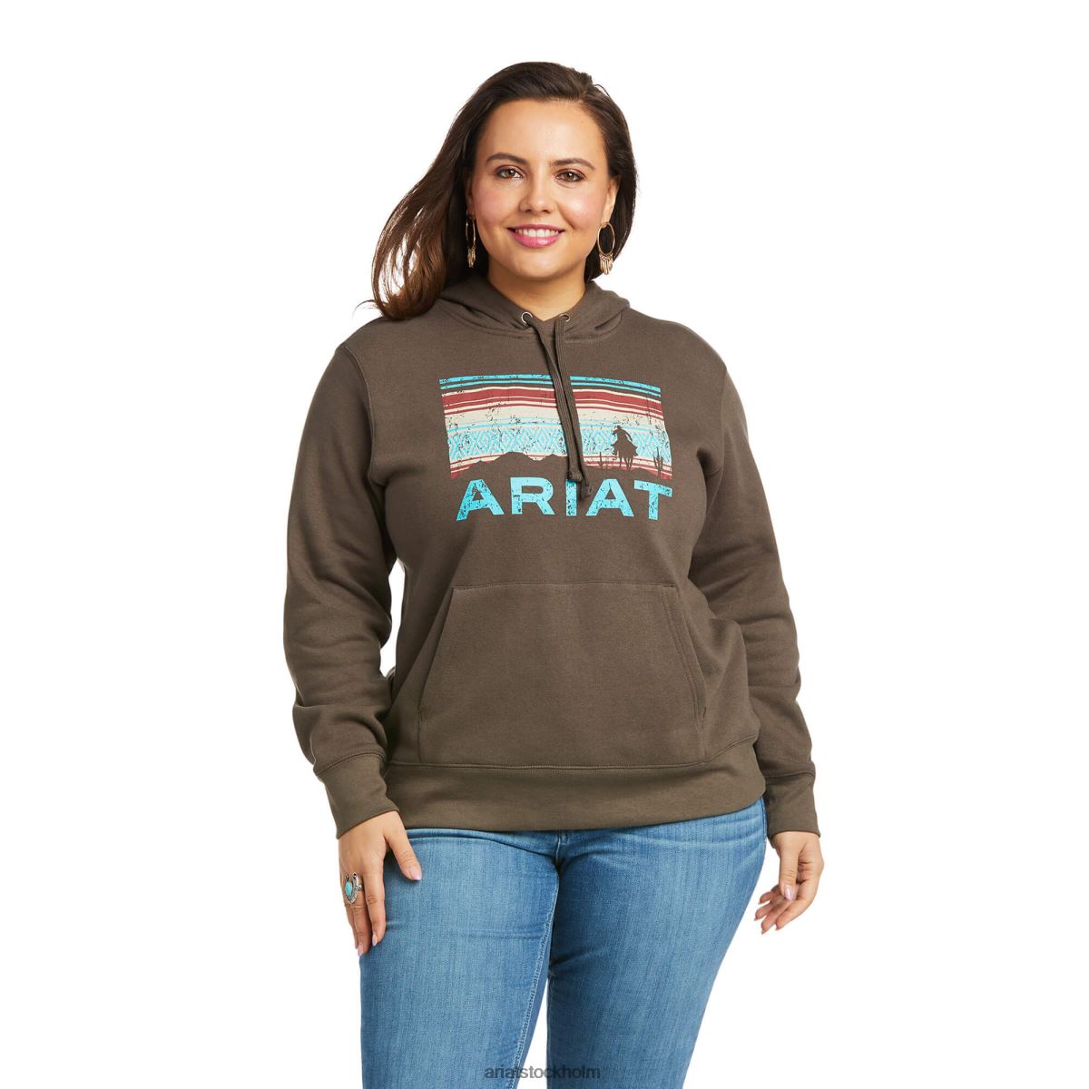 blast Ariat hoodie med äkta armlogotyp banyan bark kvinnor F04843438