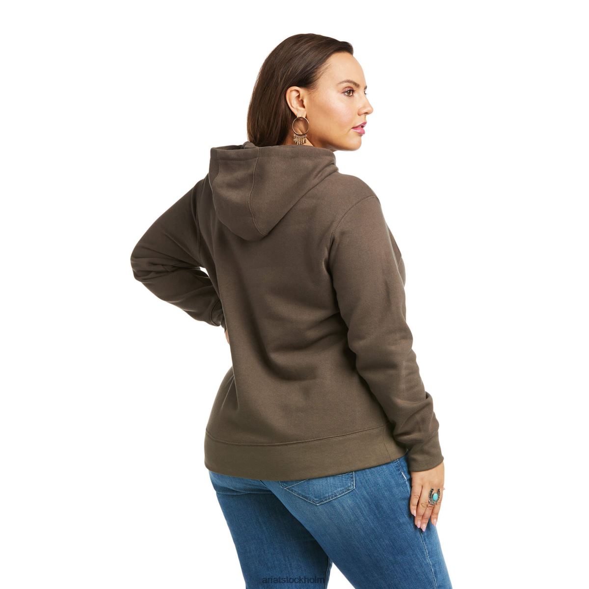 blast Ariat hoodie med äkta armlogotyp banyan bark kvinnor F04843438