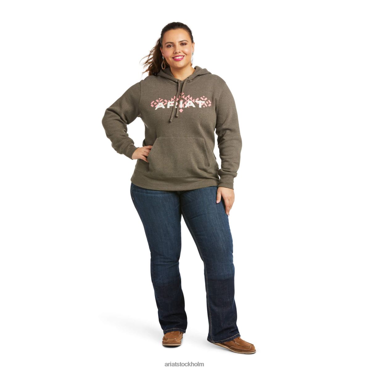 blast Ariat hoodie med äkta armlogotyp banyan bark kvinnor F04843440