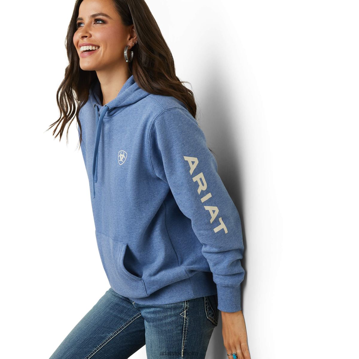 blast Ariat hoodie med logotyp blå ljung kvinnor F04843459
