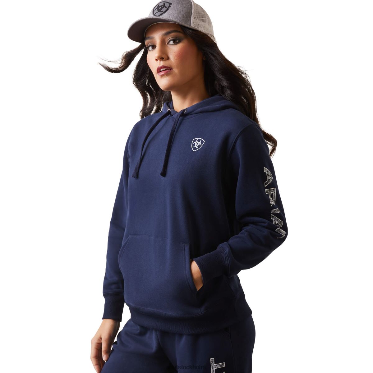 blast Ariat hoodie med logotyp marinförmörkelse kvinnor F04843377