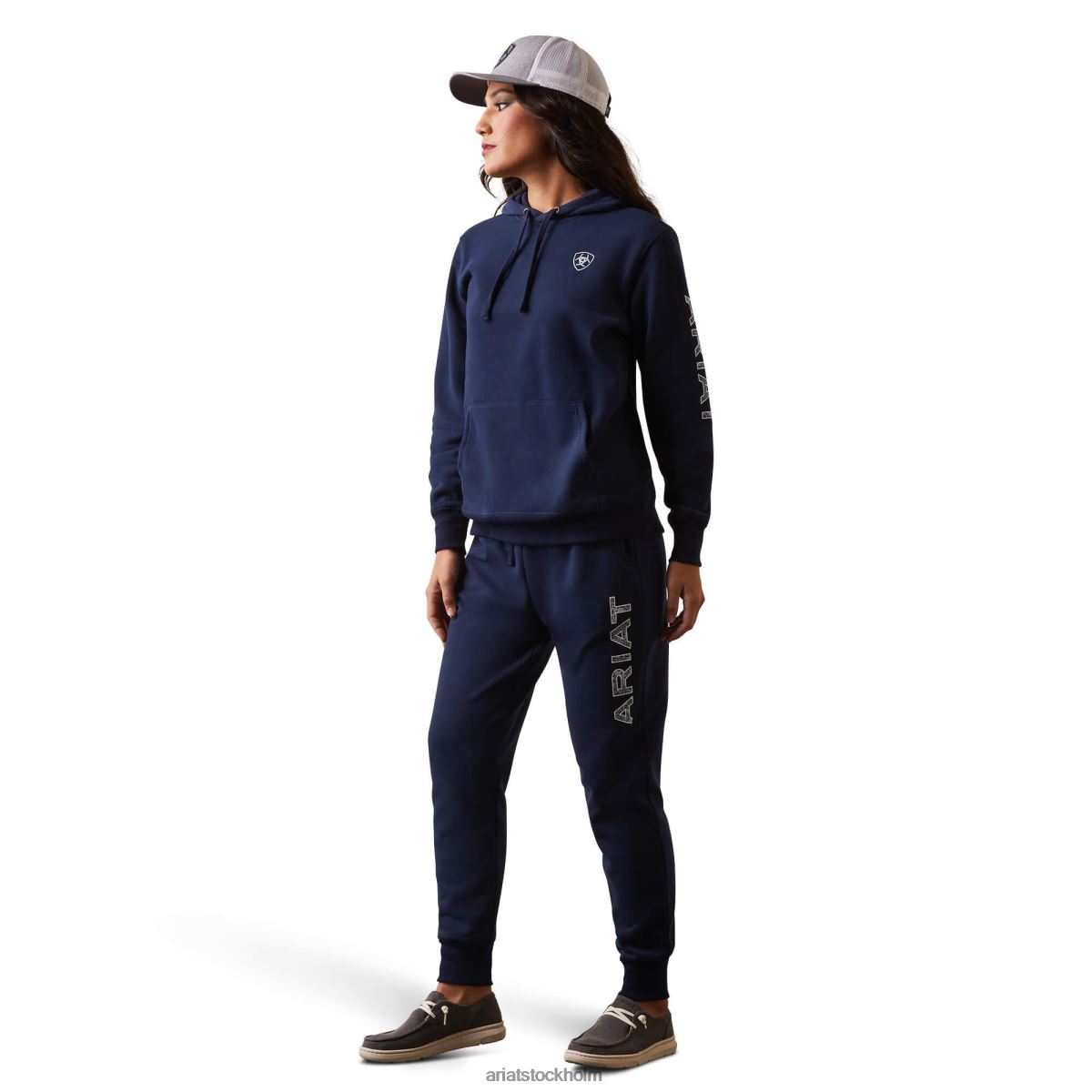 blast Ariat hoodie med logotyp marinförmörkelse kvinnor F04843377