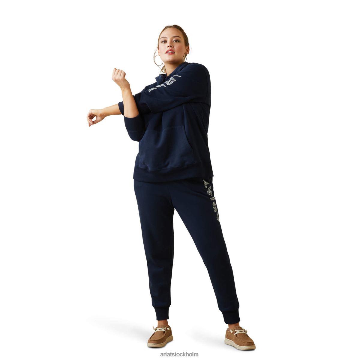 blast Ariat hoodie med logotyp marinförmörkelse kvinnor F04843377