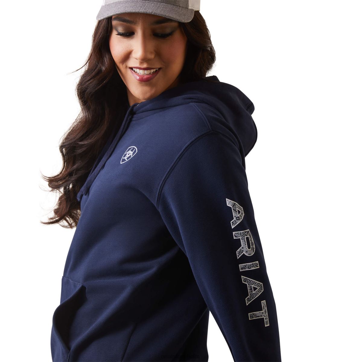 blast Ariat hoodie med logotyp marinförmörkelse kvinnor F04843377