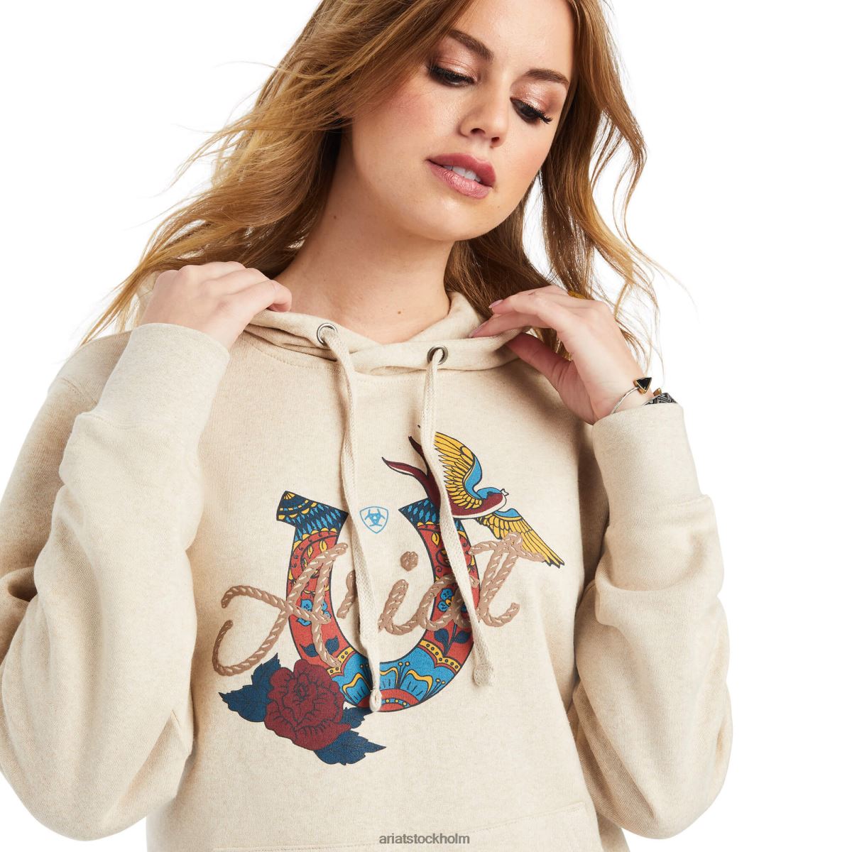blast Ariat äkta hoodie med logotyp havregrynsljung kvinnor F04843386