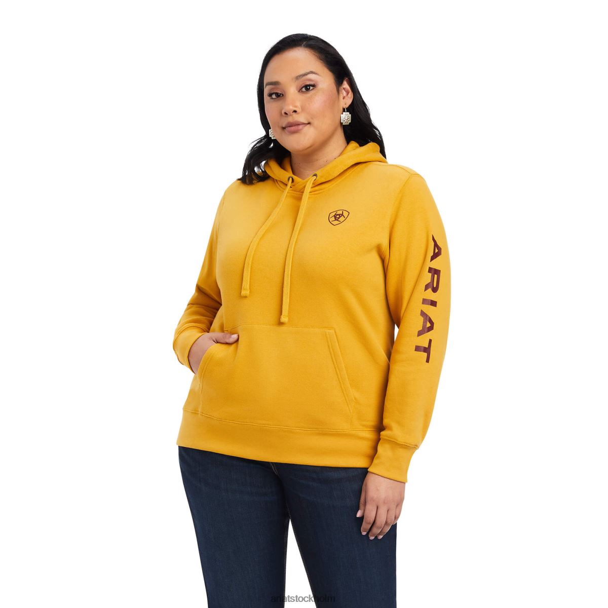 blast Ariat äkta klassisk hoodie med armlogotyp guldklump kvinnor F04843408