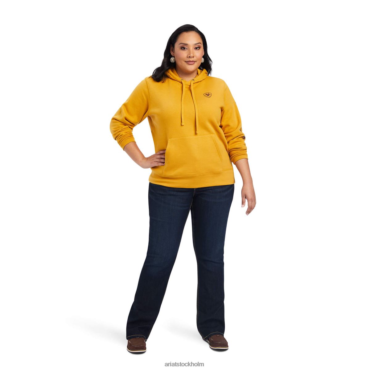 blast Ariat äkta klassisk hoodie med armlogotyp guldklump kvinnor F04843408