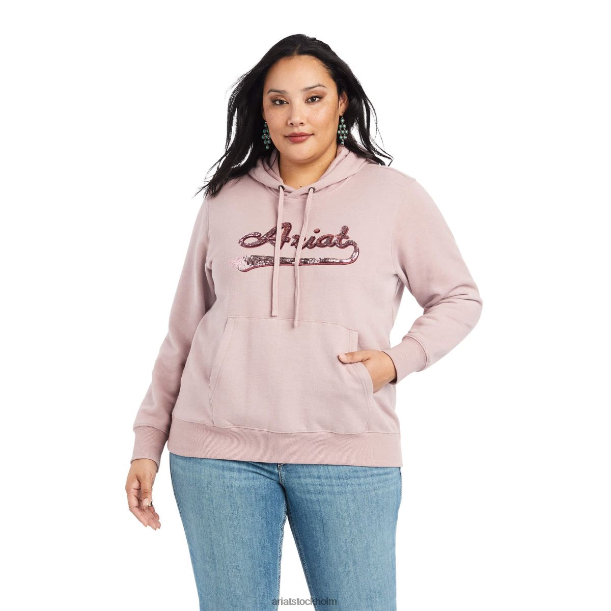 blast Ariat äkta paljettlogga hoodie nostalgi rosljung kvinnor F04843388