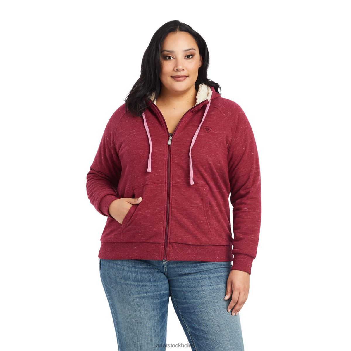 blast Ariat äkta sherpa huvtröja med dragkedja betor röd kvinnor F04843393