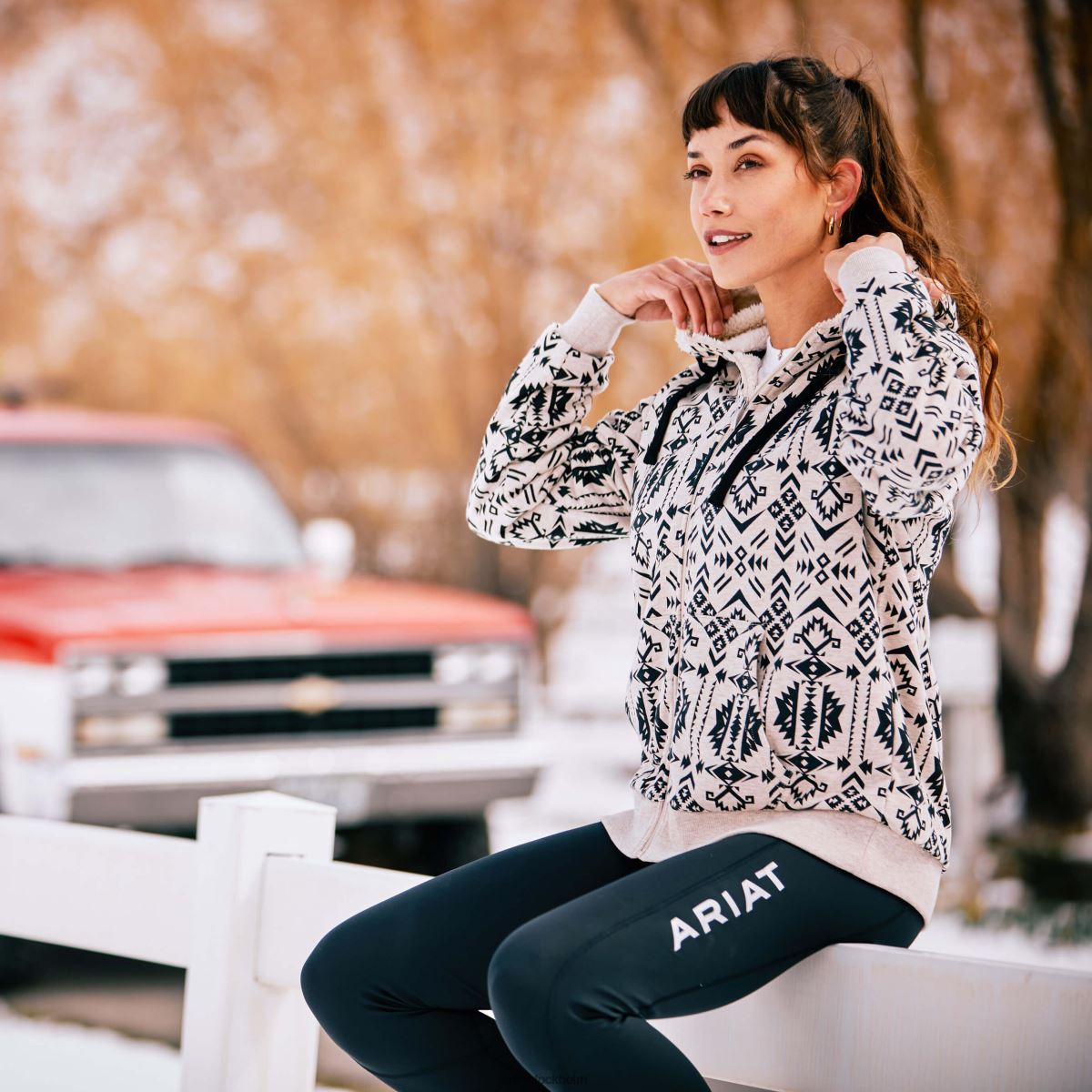 blast Ariat äkta sherpa huvtröja med dragkedja oaxaca tryck kvinnor F04843390