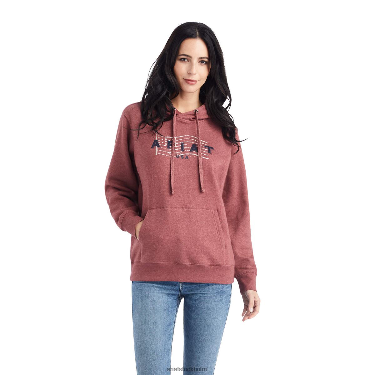 blast Ariat äkta usa chest logo hoodie soltorkad tomatljung kvinnor F04843420