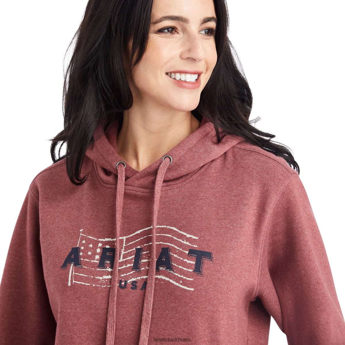 blast Ariat äkta usa chest logo hoodie soltorkad tomatljung kvinnor F04843420