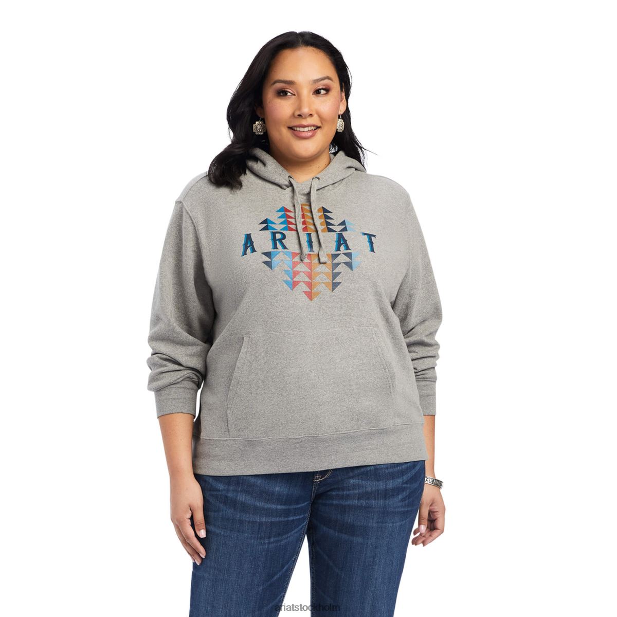 blast Ariat riktig beartooth hoodie gråmelerad kvinnor F04843412