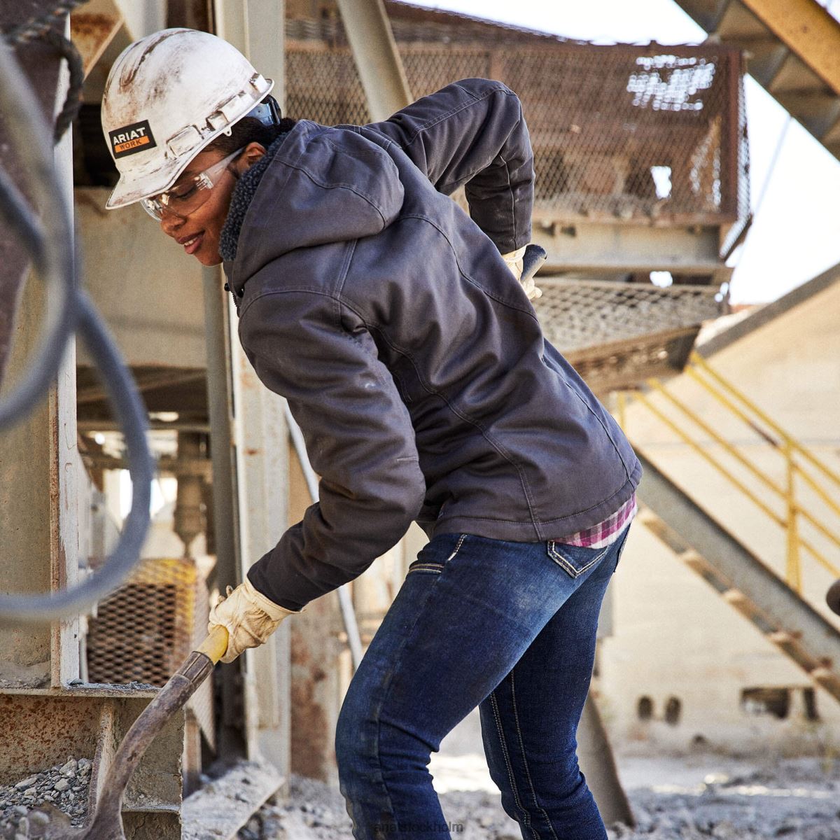 blast Ariat armeringsjärn duracanvas isolerad jacka armeringsjärn grå kvinnor F04843525