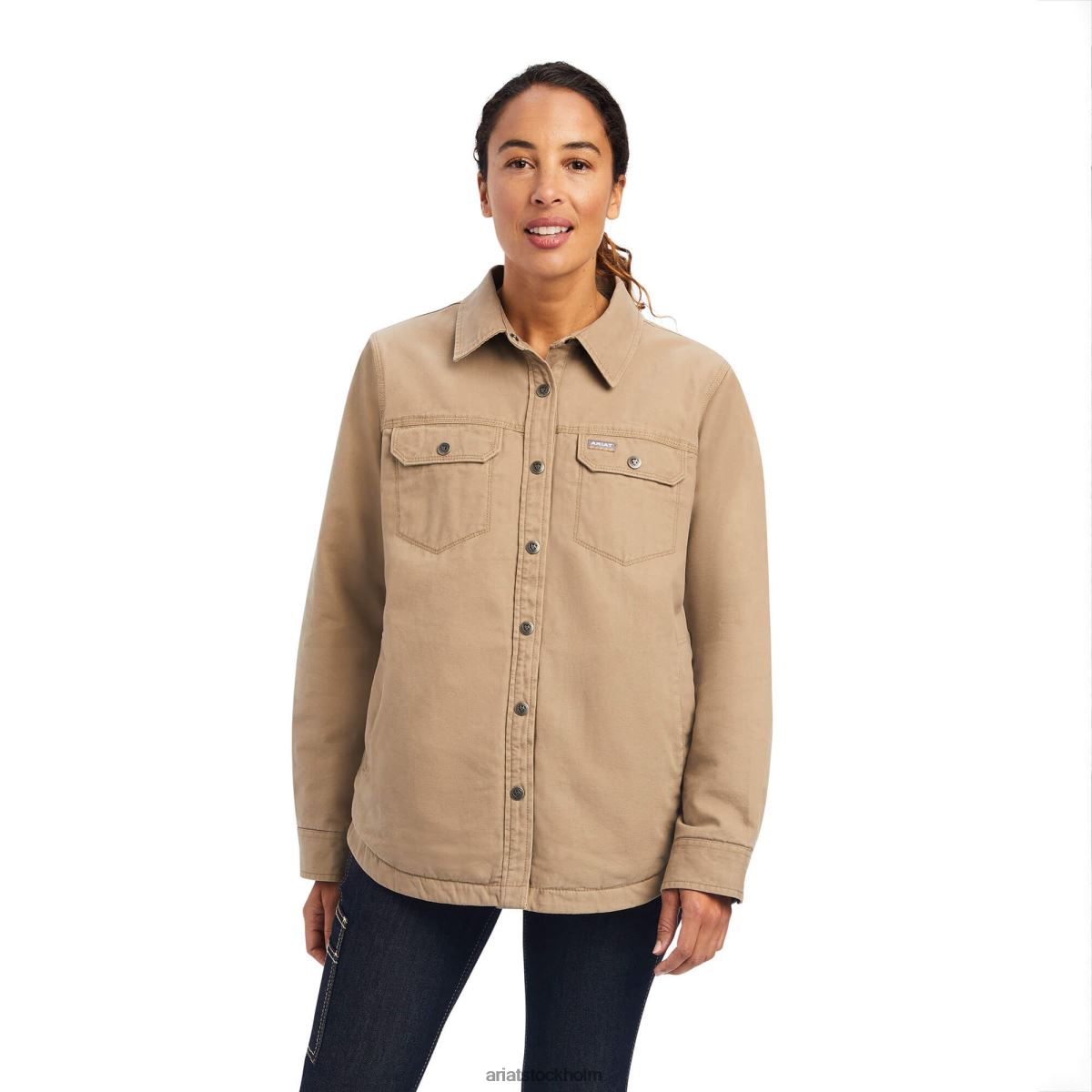 blast Ariat armeringsjärn klassisk canvas skjortjacka armeringsjärn khaki kvinnor F04843637