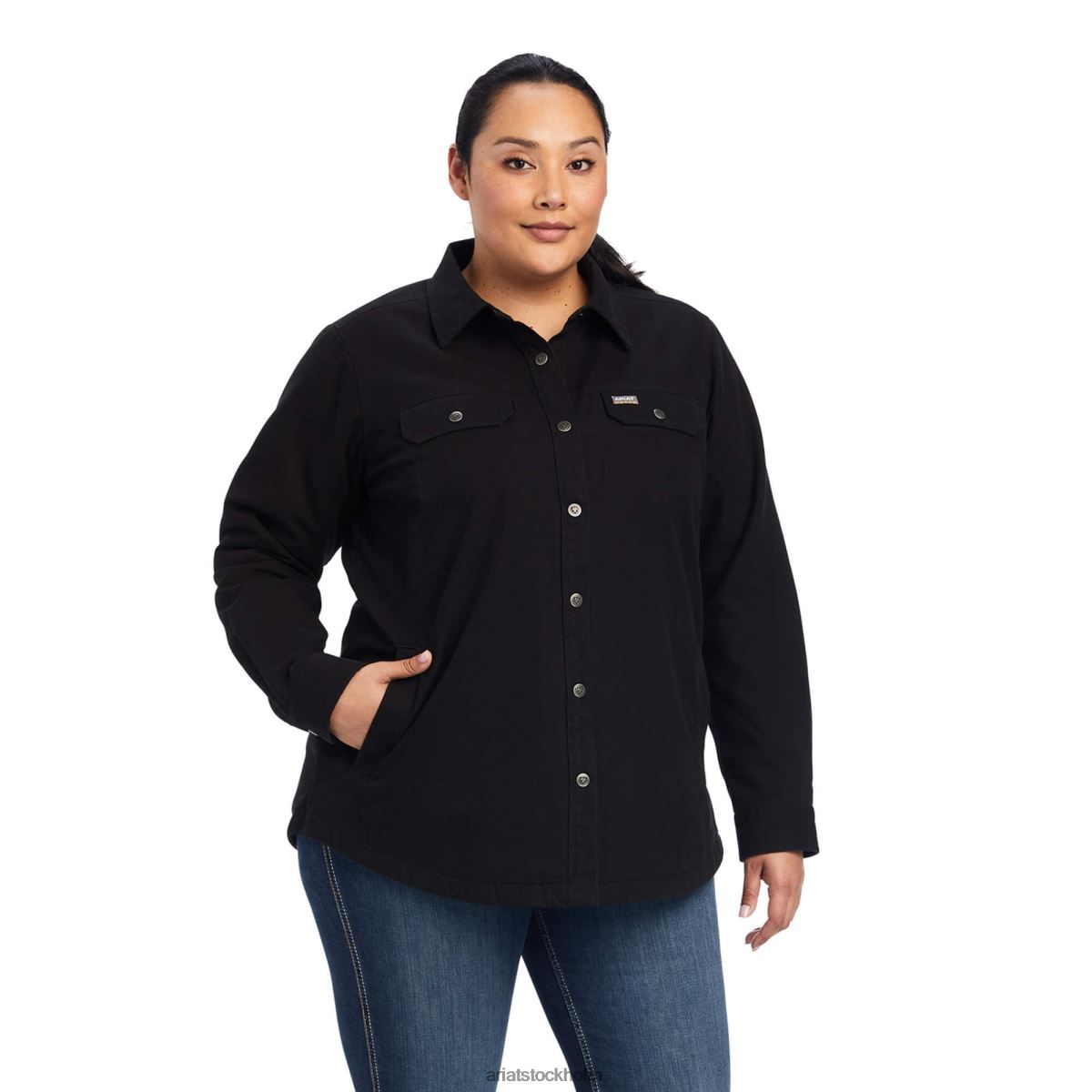 blast Ariat armeringsjärn klassisk canvas skjortjacka svart kvinnor F04843640
