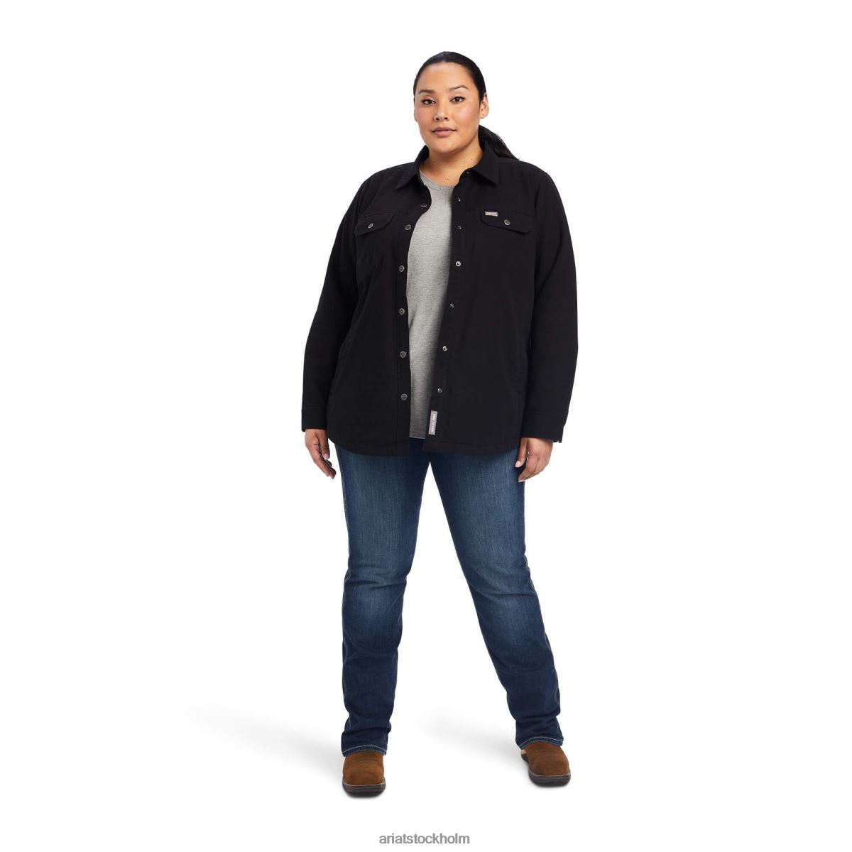 blast Ariat armeringsjärn klassisk canvas skjortjacka svart kvinnor F04843640