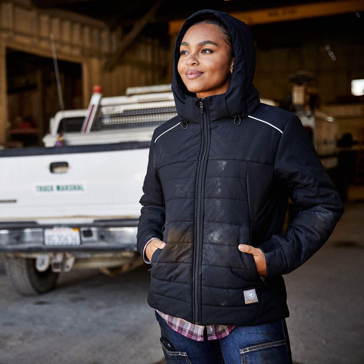 blast Ariat armeringsjärn valkyrie stretch canvas isolerad jacka svart kvinnor F04843481