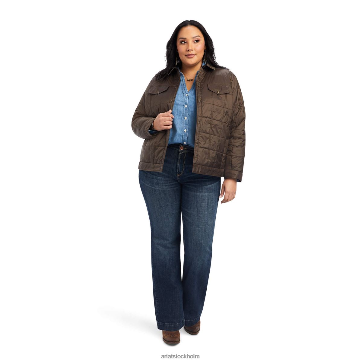 blast Ariat puffer trucker isolerad jacka banyan bark kvinnor F04843535