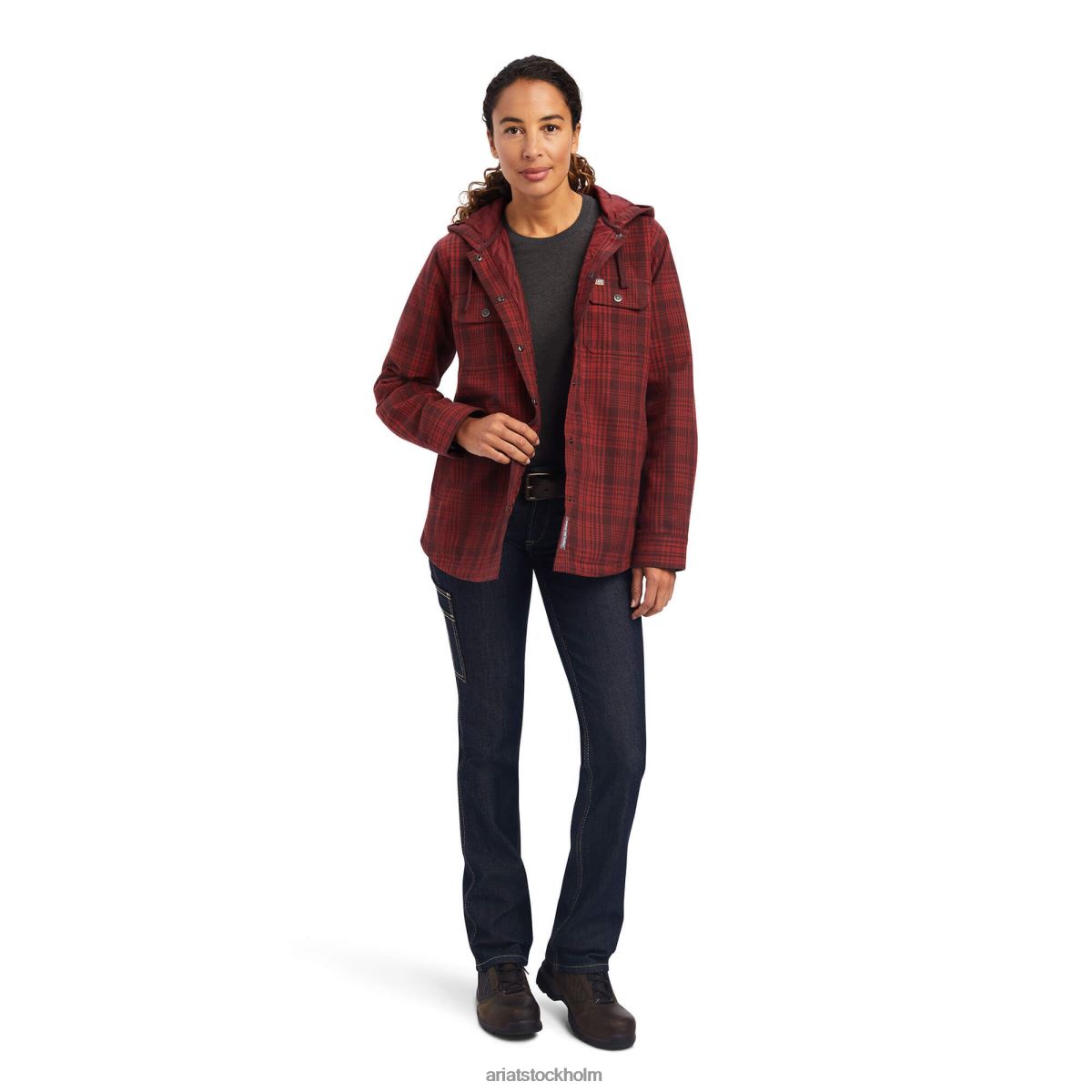 blast Ariat skjortjacka i armeringsjärn i flanell rosenträ kvinnor F04843425