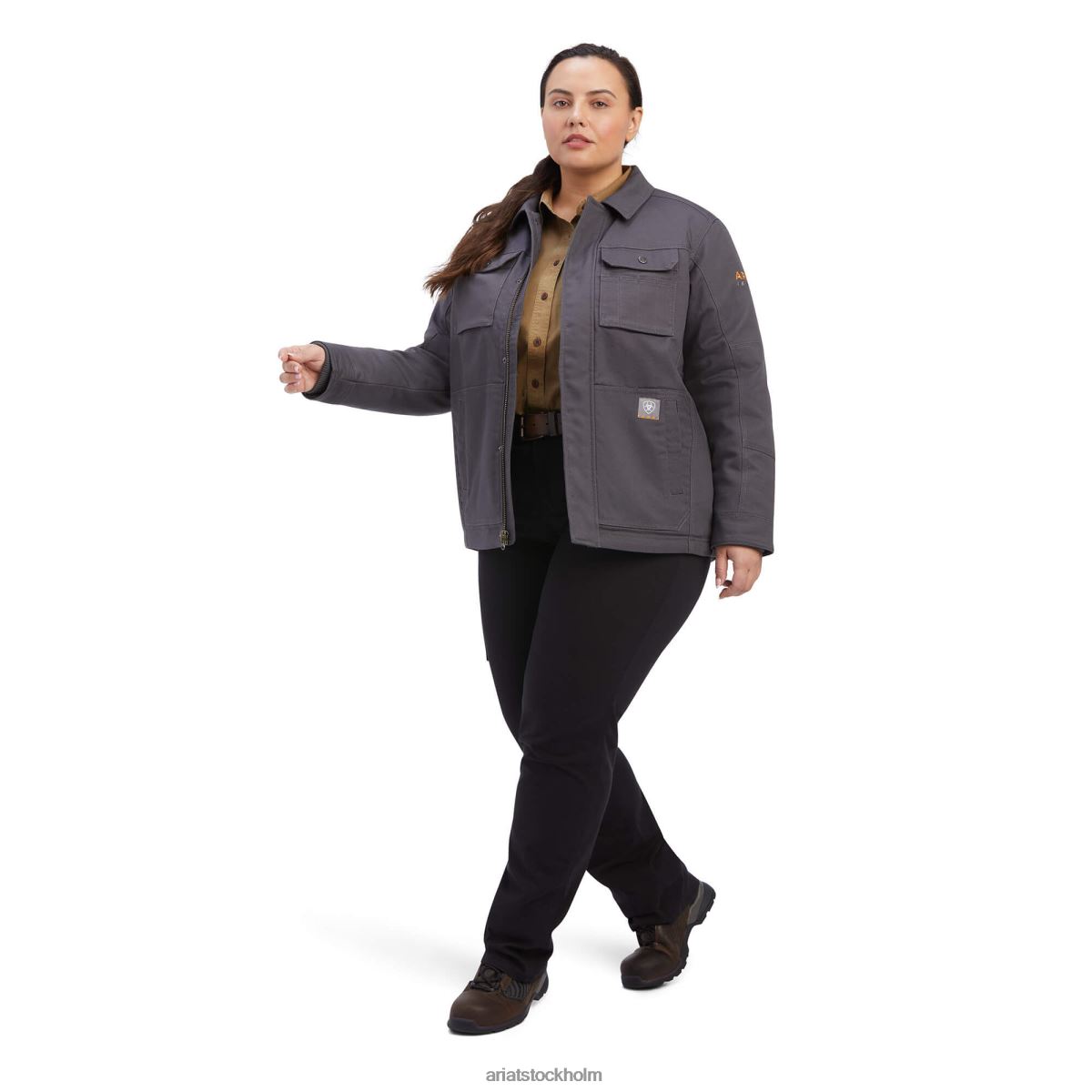 blast Ariat armeringsjärn duracanvas sherpafodrad kappa armeringsjärn grå kvinnor F04843642
